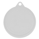 aerial view a white 3- step rubber pet / dog food can lid, image 1 of 2