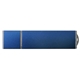 aerial view a blue everett metal finish usb flash drive, image 1 of 4