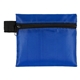 aerial view a blue 19 piece healthy living pack components inserted into zipper pouch, image 1 of 3