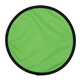 aerial view a lime green collapsible flyer disc with pouch, image 1 of 2