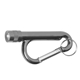 aerial view a silver chiron light metal carabiner flashlight with split ring attachment, image 1 of 2