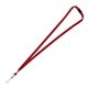 aerial view a red palmer 3/8 silkscreen lanyard with free breakaway safety release, image 1 of 2