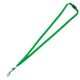 aerial view a green palmer 3/8 silkscreen lanyard with free breakaway safety release, image 1 of 2