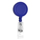 aerial view a blue lorain vl 30 cord round retractable badge reel and badge holder with metal slip clip attachment, image 1 of 2