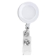 aerial view a white lorain vl 30 cord round retractable badge reel and badge holder with metal slip clip attachment, image 1 of 2
