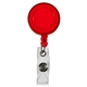 aerial view a trans red lorain vl 30 cord round retractable badge reel and badge holder with metal slip clip attachment, image 1 of 2