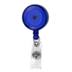 aerial view a trans blue 30 retractable badge reel with badge holder, image 1 of 3
