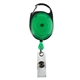 aerial view a trans green 30 cord retractable carabiner style badge string reel and badge holder, image 1 of 3