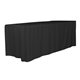 aerial view a black 6 4- sided fitted style table covers table throws - 2 color imprint, image 1 of 2