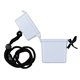 aerial view a white ez carry ultra thin hard plastic hinged top waterproof container with breakaway and adjustable neck lanyard, image 1 of 2