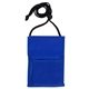 aerial view a blue non - woven econo 5 function tradeshow badgeholder and neck wallet, image 1 of 2