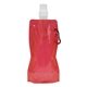 aerial view a red roll up 18 oz foldable and reusable water bottle with matching carabiner (patent d644, 123), image 1 of 5