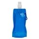 aerial view a blue roll up 18 oz foldable and reusable water bottle with matching carabiner (patent d644, 123), image 1 of 6