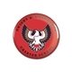 aerial view a white full color round safety pin back button - 2 diameter, image 1 of 5