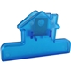 aerial view a translucent blue 4 house shaped bag clip, image 1 of 2