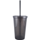 a translucent smoke 16 oz bolero polypropylene double wall plastic tumbler