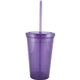 a translucent purple 16 oz bolero polypropylene double wall plastic tumbler