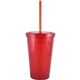 aerial view a translucent red 16 oz bolero polypropylene double wall plastic tumbler, image 1 of 2