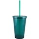 a translucent green 16 oz bolero polypropylene double wall plastic tumbler
