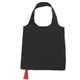 aerial view a black reusable foldable tote, image 1 of 2