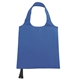 aerial view a blue reusable foldable tote, image 1 of 3