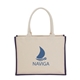 aerial view a natural/navy cotton landscape tote, image 1 of 6