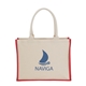 aerial view a natural/red cotton landscape tote, image 1 of 9