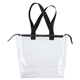 aerial view a clear with black straps the pro clear stadium tote w / zipper, image 1 of 2