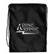 aerial view a black 210d polyester pluto drawstring backpack 17 x 20, image 1 of 3