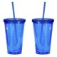 aerial view a blue glacier double wall 16 oz tumbler, image 1 of 3