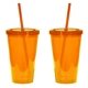 aerial view a orange glacier double wall 16 oz tumbler, image 1 of 3