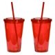 aerial view a red glacier double wall 16 oz tumbler, image 1 of 3