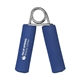aerial view a blue resistive hand grip exerciser, image 1 of 2