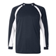 aerial view a navy/ white badger - mens b - core hook long sleeve t - shirt, image 1 of 3