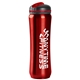 aerial view a red 28 oz slim stainless skinny water bottle, image 1 of 2