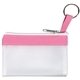 aerial view a pearl white / pink tropical pearl zip purse, image 1 of 2