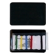 aerial view a black pocket sewing kit with 6 thread colors, image 1 of 2