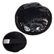 aerial view a black plush round hot / cold pack, image 1 of 2