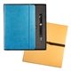 aerial view a light blue leeman tuscany(tm) journal and executive stylus pen set, image 1 of 2