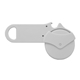 aerial view a white pizza cutter bottle opener, image 1 of 2