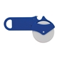aerial view a blue pizza cutter bottle opener, image 1 of 2