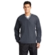 aerial view a graphite grey/ white sport - tek(r) tipped v - neck raglan wind shirt - colors, image 1 of 7
