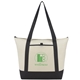 aerial view a black lighthouse 24- can non - woven tote cooler bag, image 1 of 6