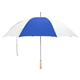 aerial view a white/blue 60 arc nylon golf umbrella, image 1 of 3