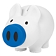 aerial view a white with blue nose payday piglet piggy bank with removable nose, image 1 of 2