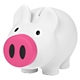 aerial view a white with pink nose payday piglet piggy bank with removable nose, image 1 of 2