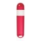 aerial view a translucent red with white trim lip balm and sunstick, image 1 of 2