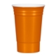 aerial view a metallic orange with white inner tri - edge(tm) reusable double - wall party cup, image 1 of 2