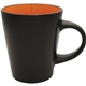 aerial view a orange noir 12 oz satin black cafe style coffee mug, image 1 of 2