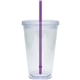 aerial view a clear/purple 20 oz large classic carnival cup, image 1 of 3